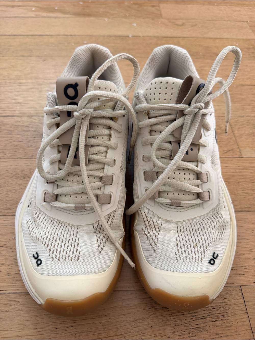 On Running Women's Cream Athletic Sneakers with Gum Outsole